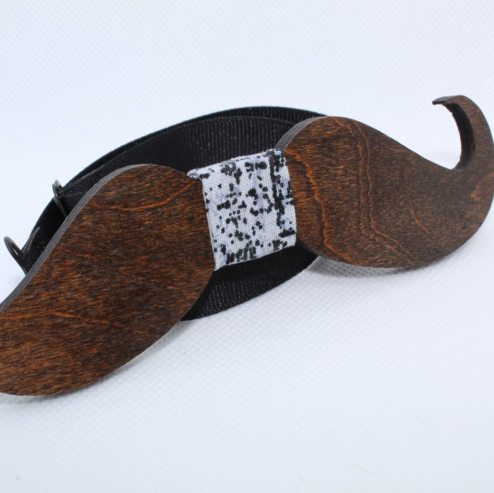 Custom Wooden Mustache Bowtie